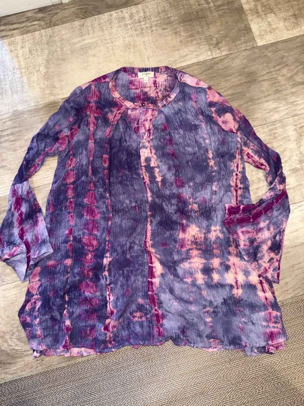 Umgee Purple & Pink Tie-Dye Crinkle Blouse